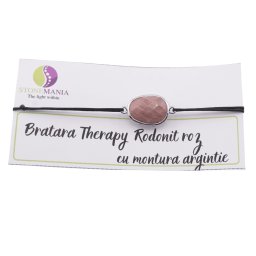 Bratara Therapy Rodonit roz oval cu montura argintie