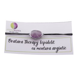 Bratara Therapy Lepidolit oval cu montura argintie