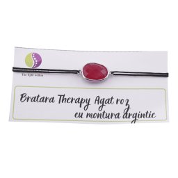 Bratara Therapy Agat roz oval cu montura argintie