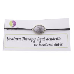 Bratara Therapy Agat dendritic oval cu montura aurie