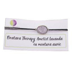 Bratara Therapy Ametist lavanda oval cu montura aurie