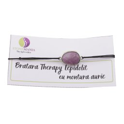Bratara Therapy Lepidolit oval cu montura aurie