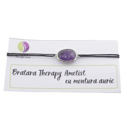 Bratara Therapy Ametist oval cu montura aurie