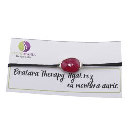 Bratara Therapy Agat roz oval cu montura aurie