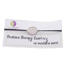 Bratara Therapy Cuart roz oval cu montura aurie