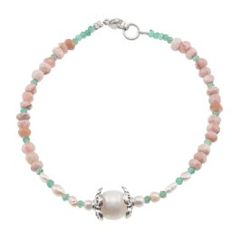 Bratara Perle de cultura, Onix verde si Rodocrozit, 2-9mm