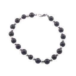 Bratara Turmalina neagra sfere 6mm si Hematit sfere 4mm