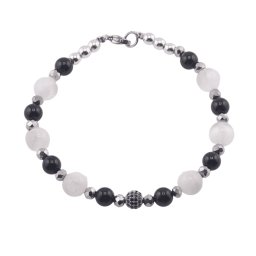 Bratara Turmalina neagra si Selenit sfere 6-8mm, Hematit 4mm