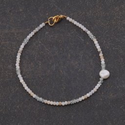 Bratara Opal dendritic, Acvamarin 2mm si Perla de cultura 6mm