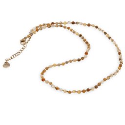 Colier Agat maro sfere fatetate 3-4mm cu bumbi aurii