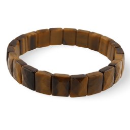Bratara lata pe elastic cu cristale naturale ochi de tigru, cuburi fatetate 12mm