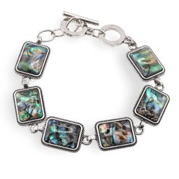 Bratara scoica abalone cu montura metalica dreptunghiulara, 18,5cm