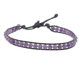 Bratara wrap Ametist sfere, 4mm