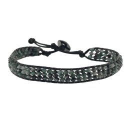 Bratara wrap pe trei randuri Smarald discuri fatetate, 4mm