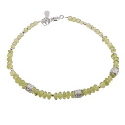 Bratara Peridot sfere si discuri cu Argint 925, 3-4mm