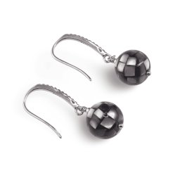 Cercei cu agatatoare Scoica abalone si baza de Argint 925 cu zirconii, 10mm