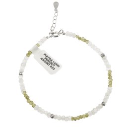 Bratara Piatra lunii si Peridot discuri fatetate si Argint 925, 3-4mm