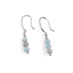 Cercei cu agatatoare Larimar si baza lata de Argint 925, 4mm