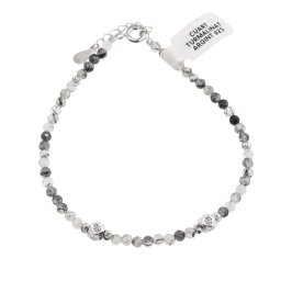Bratara Cuart turmalinat sfere fatetate cu Argint 925, 3mm