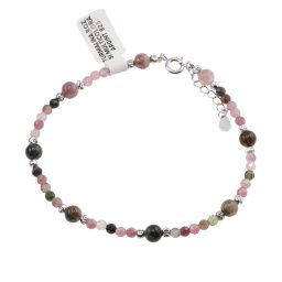 Bratara Turmalina roz si multicolora cu Argint 925, 3-5mm