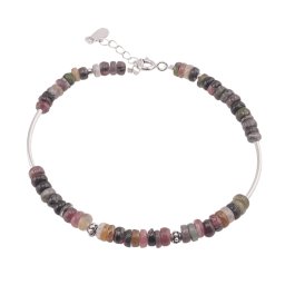 Bratara Turmalina multicolora discuri cu Argint 925, 5mm