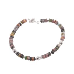 Bratara Turmalina multicolora discuri cu elemente din Argint 925, 5mm
