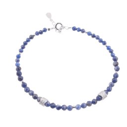 Bratara Lapis Lazuli si Sodalit sfere fatetate cu Argint 925, 3-4mm