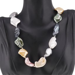 Colier Perle de Mallorca neuniforme multicolor, 18mm