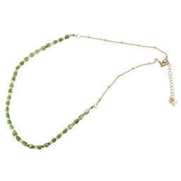 Colier Sidef verde cuburi cu elemente aurii, 3mm