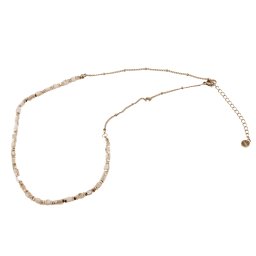 Colier Sidef crem cuburi cu elemente aurii, 3mm