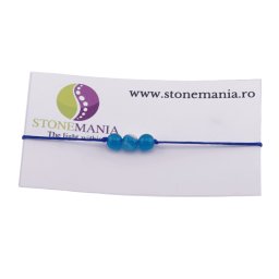 Bratara cu snur Agat albastru sfere, 6mm