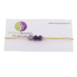 Bratara cu snur Agat mov dantelat sfere, 6mm