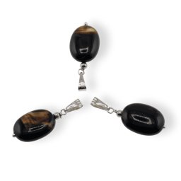 Pandantiv Agat negru oval, 28mm