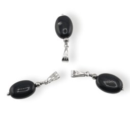 Pandantiv Onix negru oval, 14mm