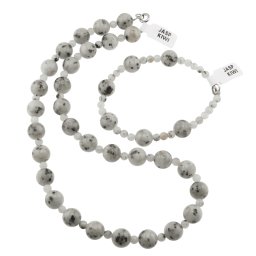 Set colier si bratara Jasp kiwi sfere, 4-10mm