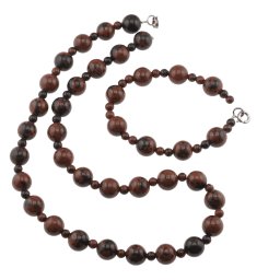 Set colier si bratara Obsidian mahon sfere, 4-10mm