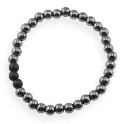 Bratara pe elastic Hematit si Onix mat, 6mm