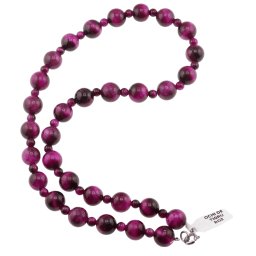 Colier Ochi de tigru roz sfere, 4-10mm