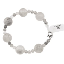 Bratara Cuart gri sfere, 4-12mm