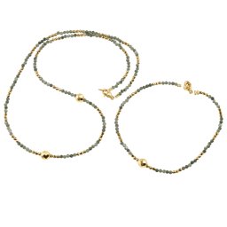 Set Colier si Bratara Serafinit si Hematit auriu, 2-6mm