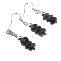 Set cercei cu agatatoare si pandantiv Iolith discuri fatetate, 6-7mm