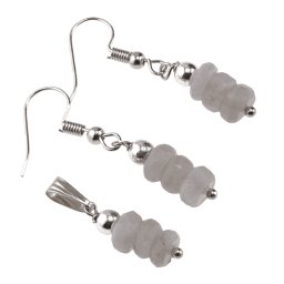 Set cercei cu agatatoare si pandantiv Calcedonie discuri fatetate, 6-7mm