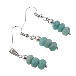 Set cercei cu agatatoare si pandantiv Amazonit Rusia discuri fatetate, 6-7mm