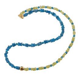 Colier Apatit patratele si Peridot discuri, 4mm