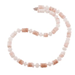 Colier Opal roz discuri 8mm si Piatra lunii discuri fatetate 8mm