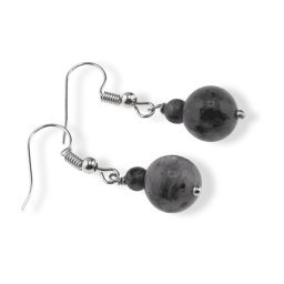 Cercei cu agatatoare Larvikit, sfere 10mm si 4mm