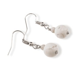 Cercei cu agatatoare Magnezit, sfere 10mm si 4mm
