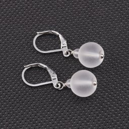 Cercei cu agatatoare Cristal de stanca mat, sfere 10mm si 4mm