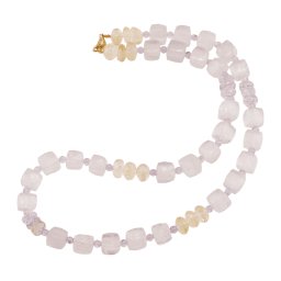 Colier Cuart roz cuburi fatetate, Ametrin discuri fatetate 7mm si sfere 3mm