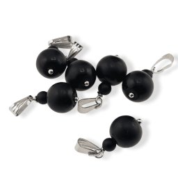 Pandantiv Onix negru mat, sfere 10mm si 4mm